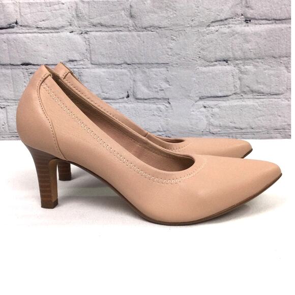 Collection by Clarks Vegan Leather Blush Pointed Toe Stacked Heel Pump 7.5M - Picture 5 of 13